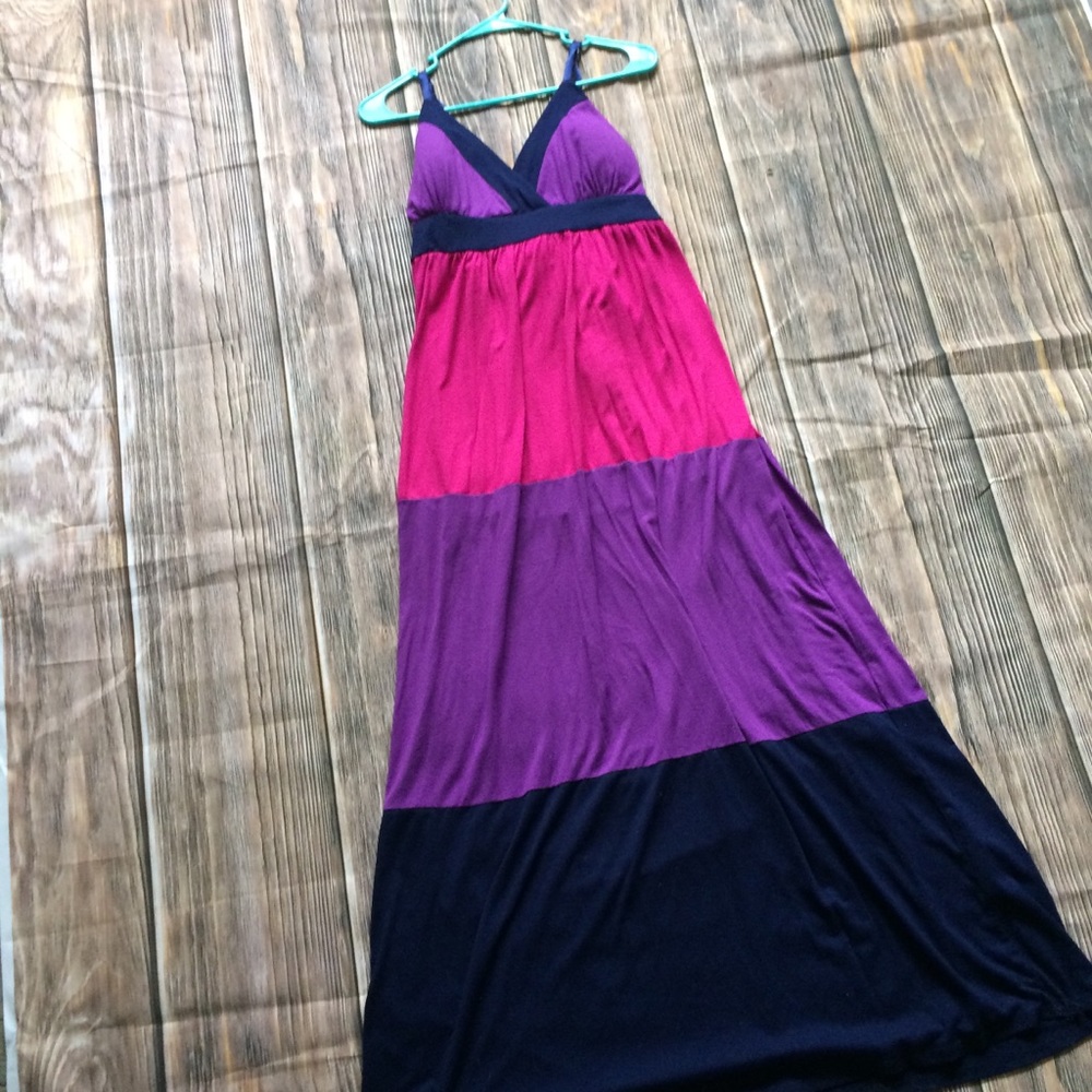 Allison Brittney Striped Maxi Dress Large